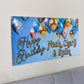 Birthday Banner Custom Name Sign, Personalized, Blue Gold Pink Balloons Party Decor, Indoor Outdoor, Reusable, Bday Celebration Decorations