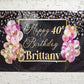 Custom Birthday Banner with Name Personalized, Pink Black Gold, Happy Birthday Flag Sign, Indoor, Outdoor, Reusable Milestone 40th 21st 30th