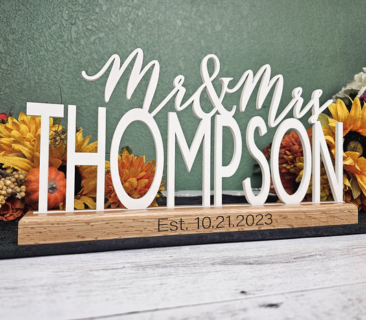 Wedding Decor Centerpieces Mr and Mrs sign Decorations, Sweetheart table Custom Name Sign Gift for Couple, Personalized Fall Wedding Signs