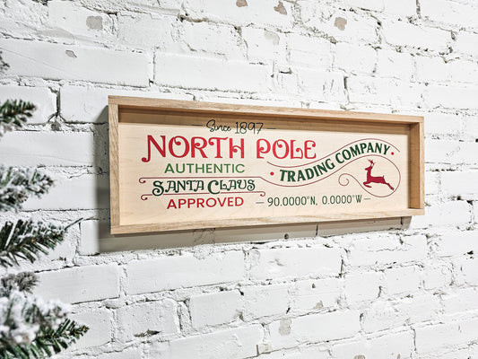 north pole trading company sand claus approved holiday wooden sign wall decor hanging