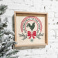 christmas at the coop holiday wooden sign wall decor hanging with rooster / chicken / hen in middle and bow on bottom