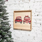 classic little red christmas truck with presents and bows, printed on a natural wooden sign, wall decor hanging
