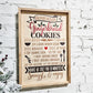 gingerbread Christmas cookie recipe wooden framed wall sign, natural wood christmas decor