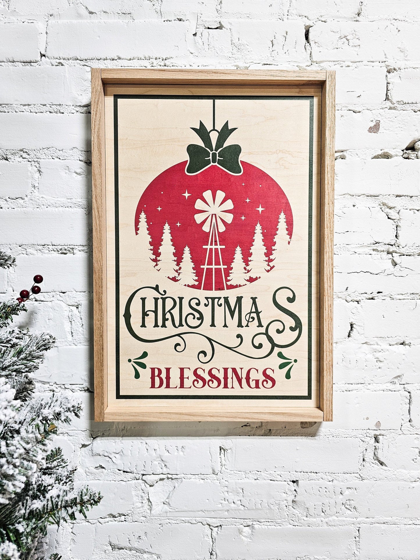 Christmas blessing wooden sign, framed, christmas holiday decor for wall
