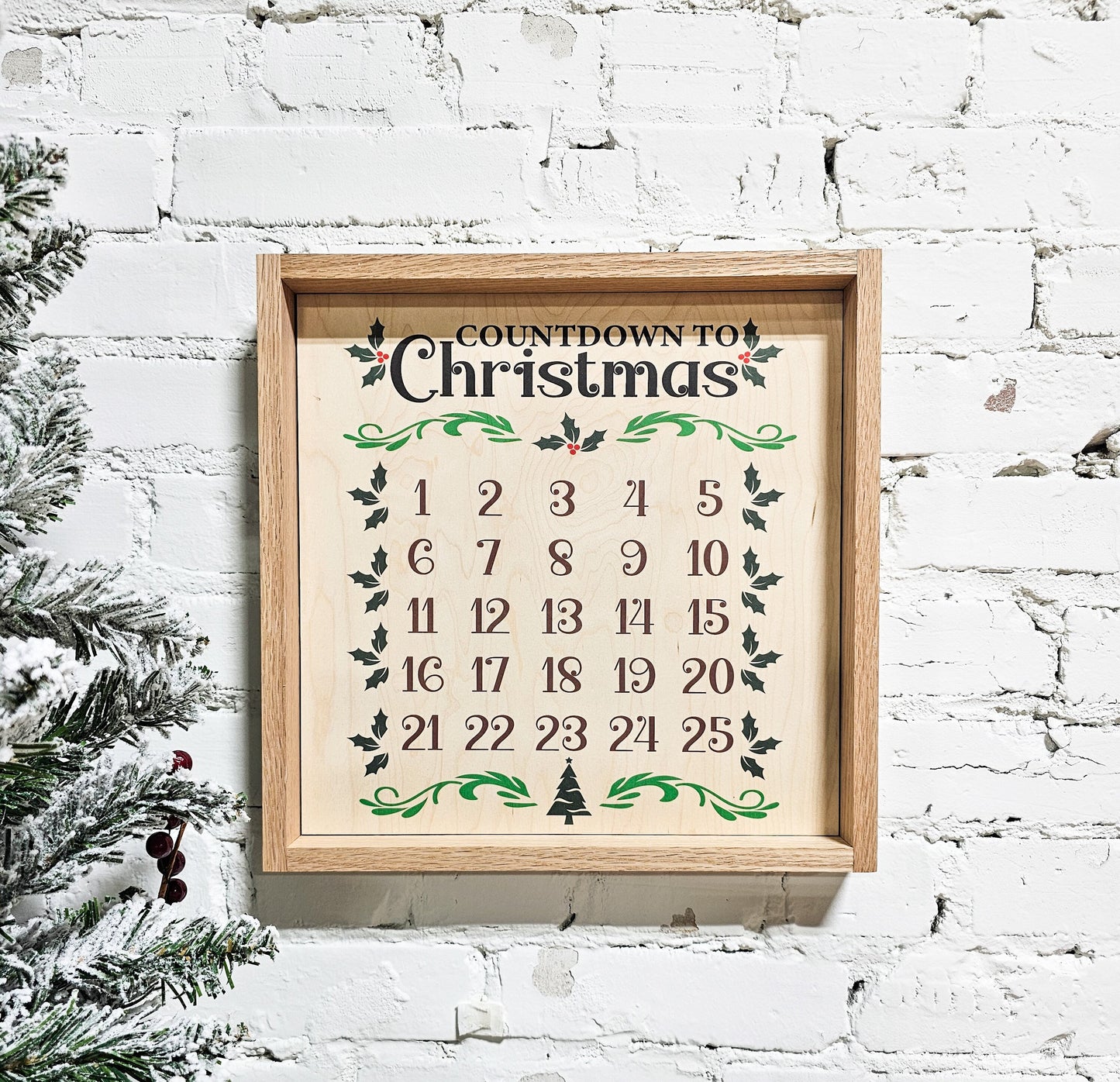 countdown to christmas december numbered calendar wooded framed holiday sign