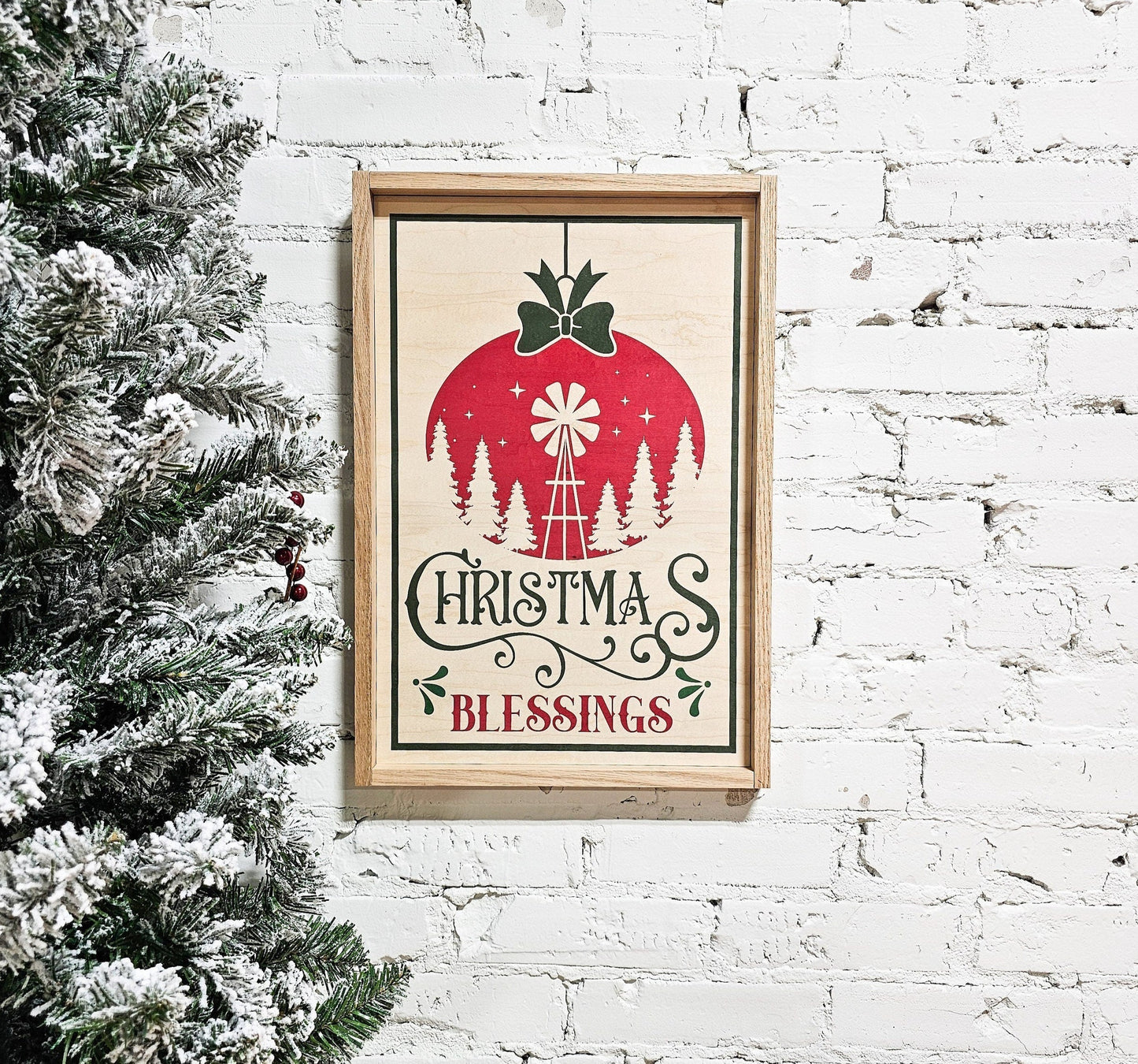 Christmas blessing wooden sign, framed, christmas holiday decor for wall