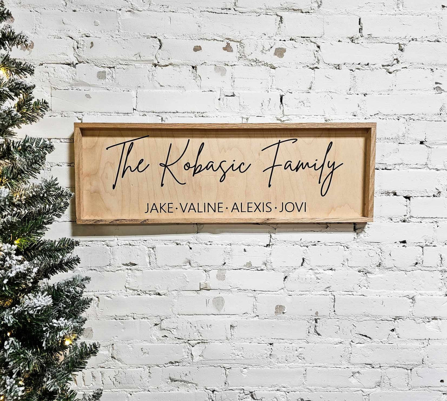 Personalized Family Last Name Wooden Sign for Wall Home Decor, Custom with first names, Framed Sign Christmas or Anniversary Gift For Couple