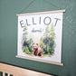 Custom Nursery Name Banner, Woodland animals Decor, Personalized with first middle names, Hanging Wall Art Printed Canvas, Kid's Room Sign