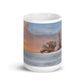 Escanaba Michigan Winter sunrise over Lake Michigan, Sand Point, Water Plant Road, Ludington Park view - Printed Mug